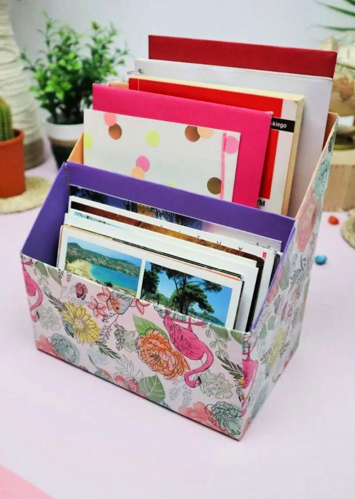 Desk File Organizer Out of Cereal Boxes
