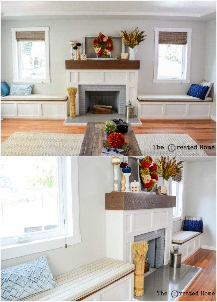 Fireplace Makeover with Built in Window Seats