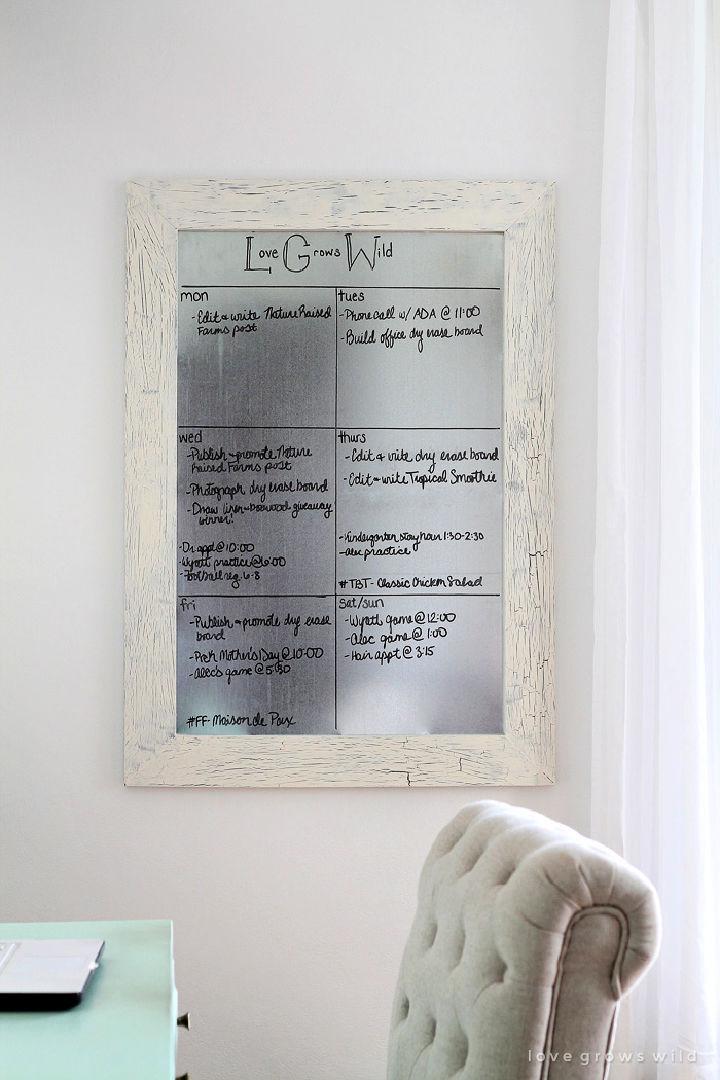 Framed Dry Erase Board on Wall