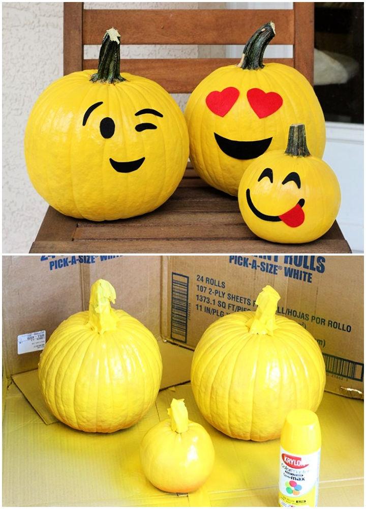 Funny Emoji Painted Pumpkins
