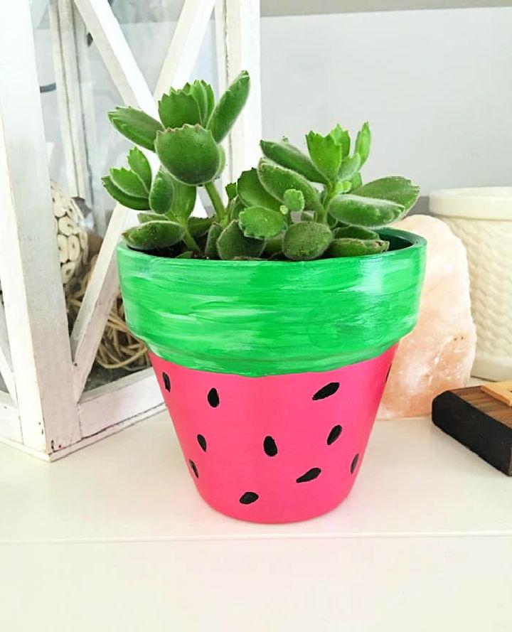 Hand Painted Watermelon Flower Pot