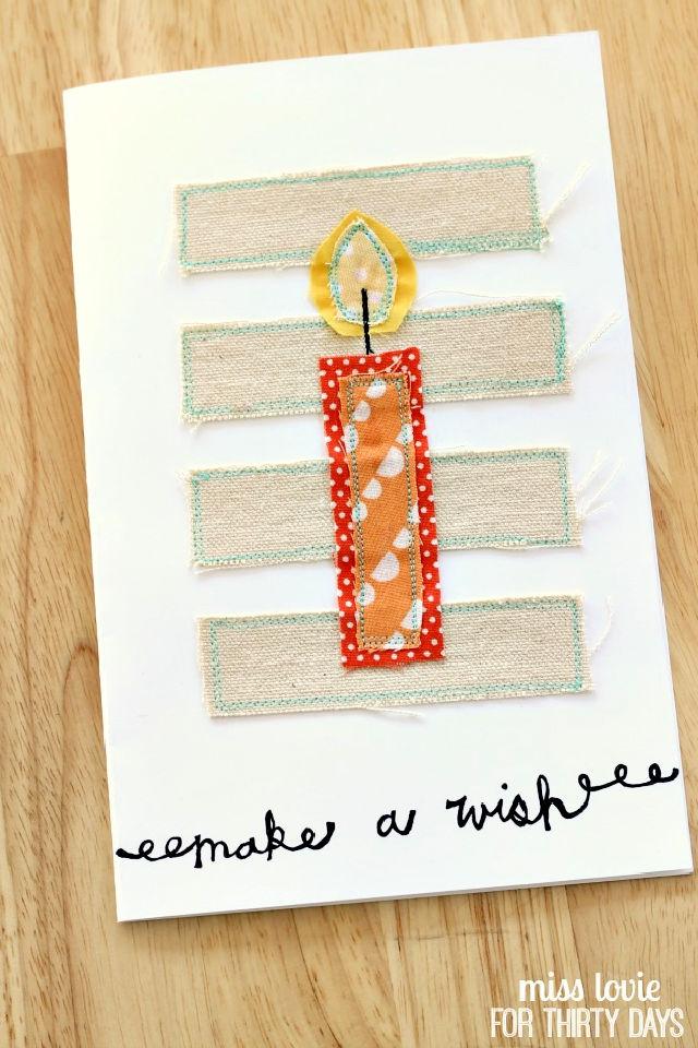 Handmade Sewn Birthday Card