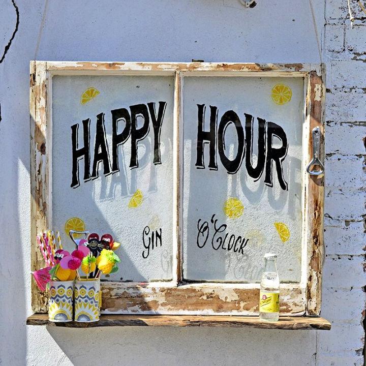 Happy Hour Upcycled Window