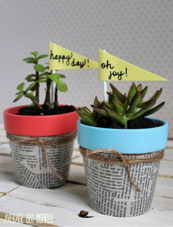 Homemade Newspaper Flower Pots