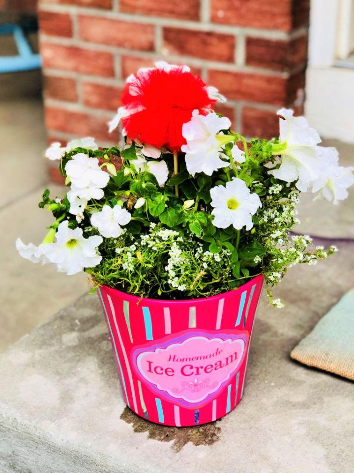 Ice Cream Container Flower Pot