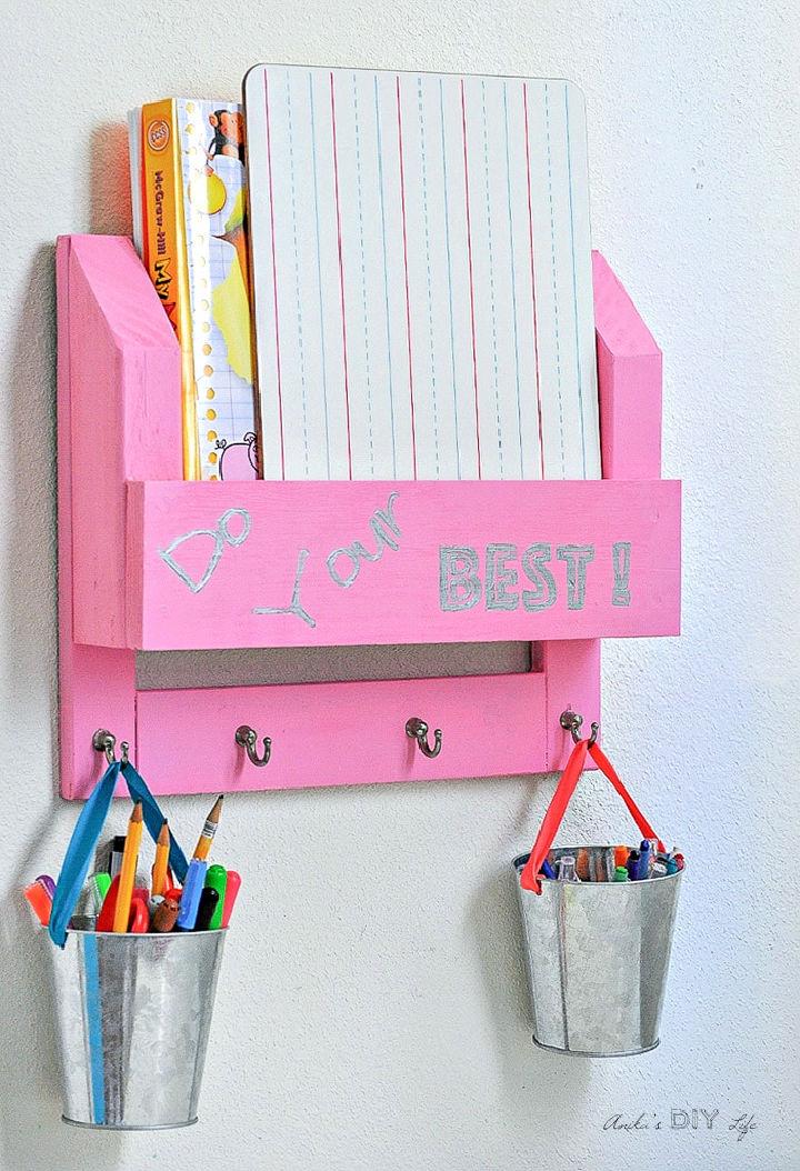 Kids Desk Organizer from Old Shelf