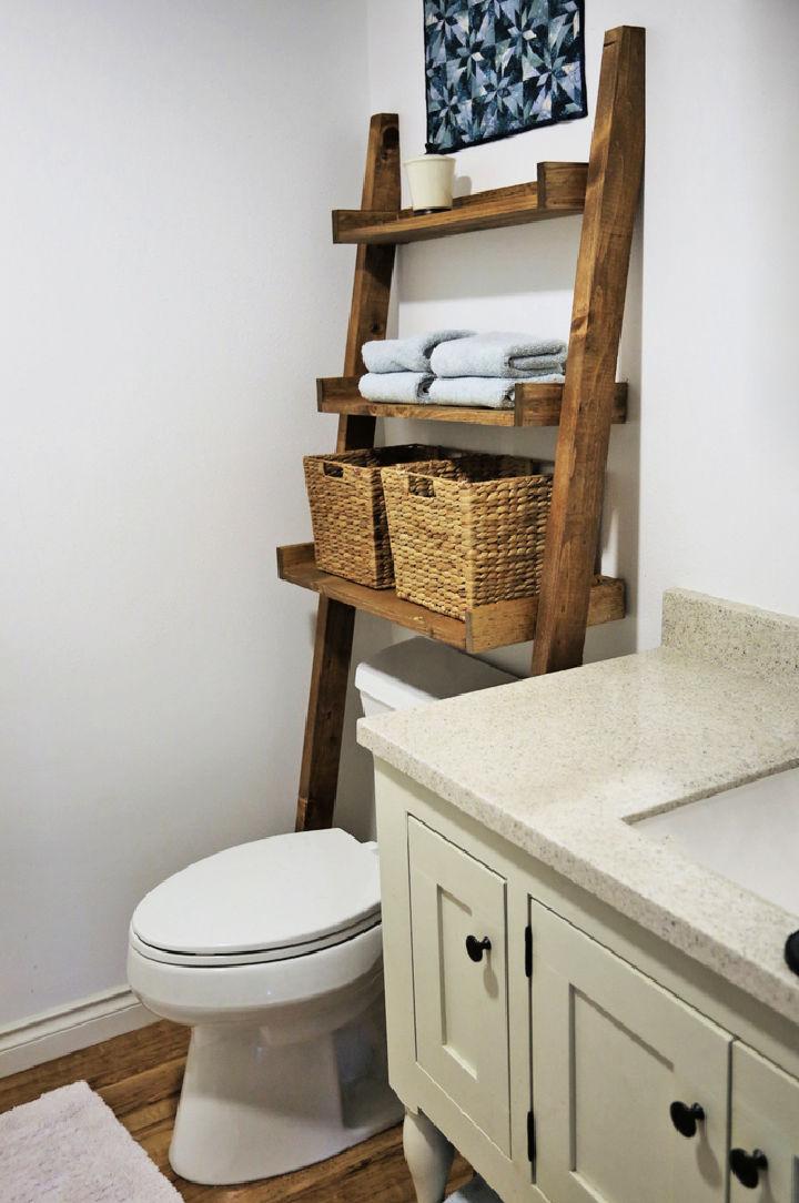 Leaning Bathroom Ladder Shelf