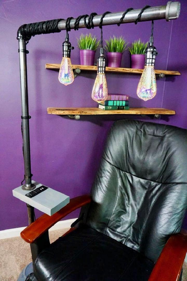 Metal Pipe Floor Lamp with Charging Station