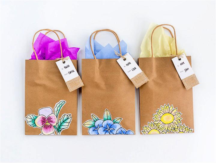 Modern Botanical Brown Paper Gift Bags