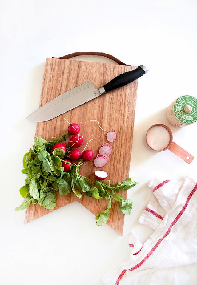 Modern Leather Handled Cutting Board