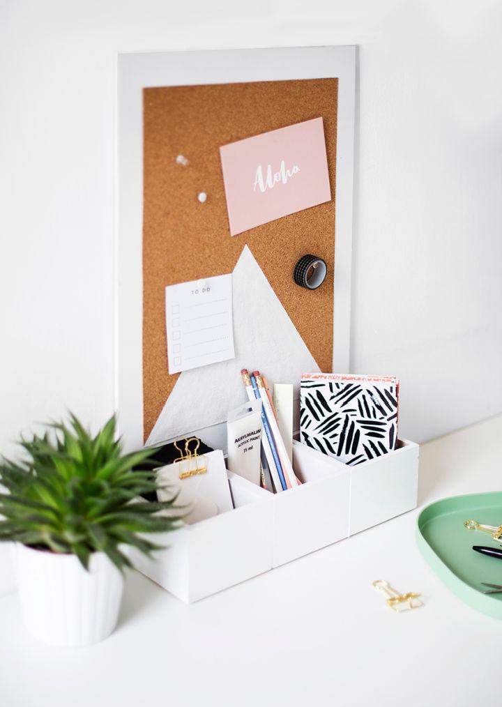 Office Desk Organizer with a Cork Board