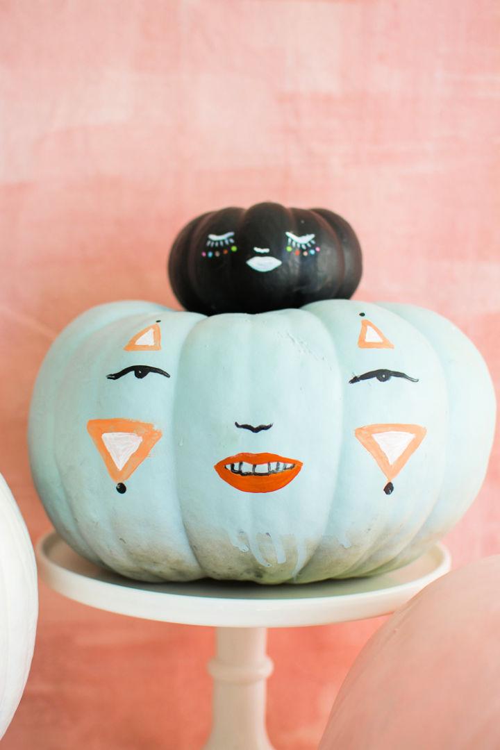 Painted Pastel Pumpkin Faces