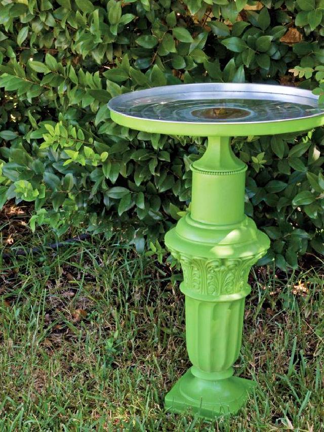 Recycled Bird Bath from an Old Lamp