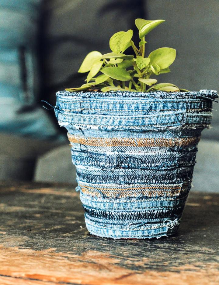Recycled Denim Flower Pot