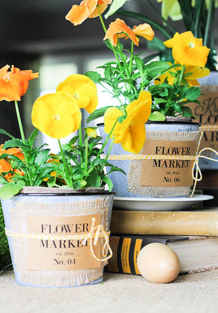 Macetas rústicas para el mercado de las flores
