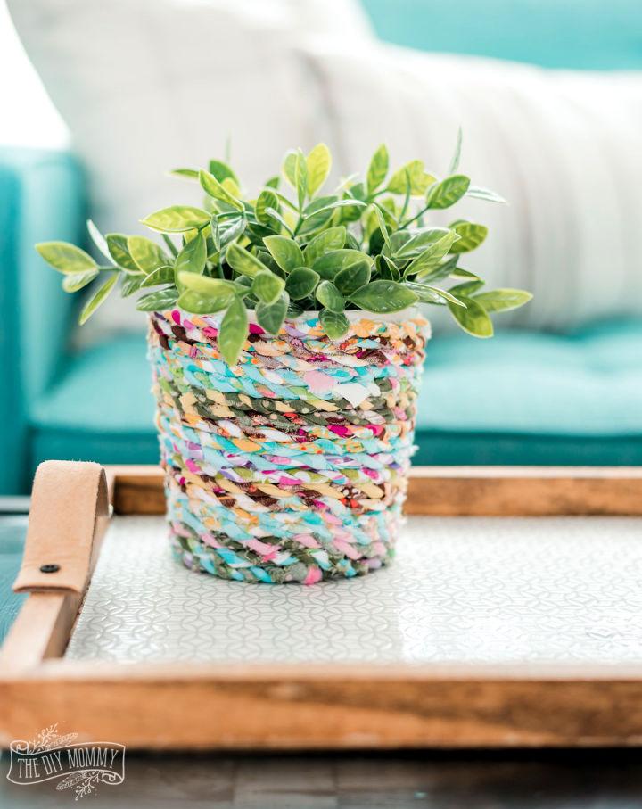 Scrap Fabric Rope Flower Pot