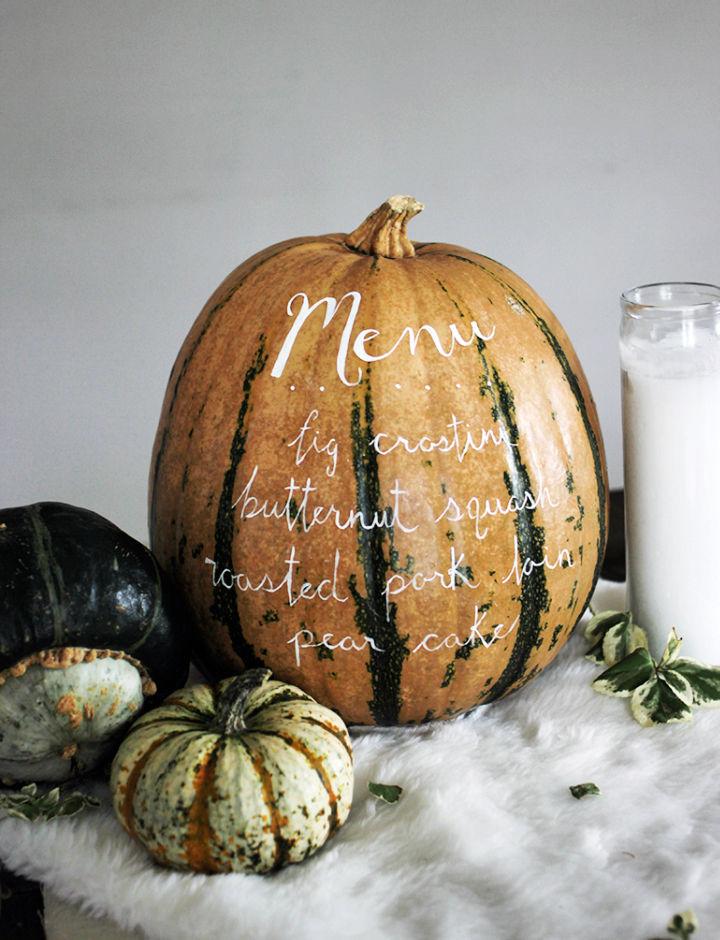 Simple Painted Pumpkin Menu