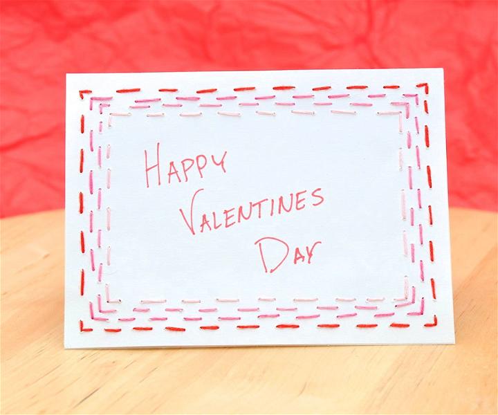 Stitched Border Valentines Day Card