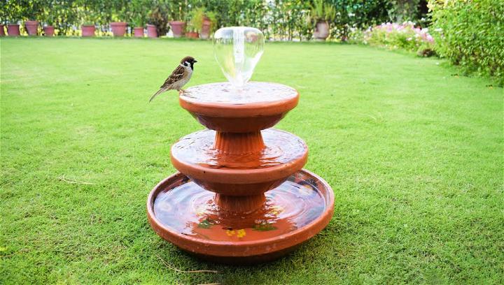 Tiered Bird Bath Fountain Using Clay Saucers