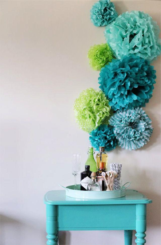 Tissue Paper Pom Poms Backdrop