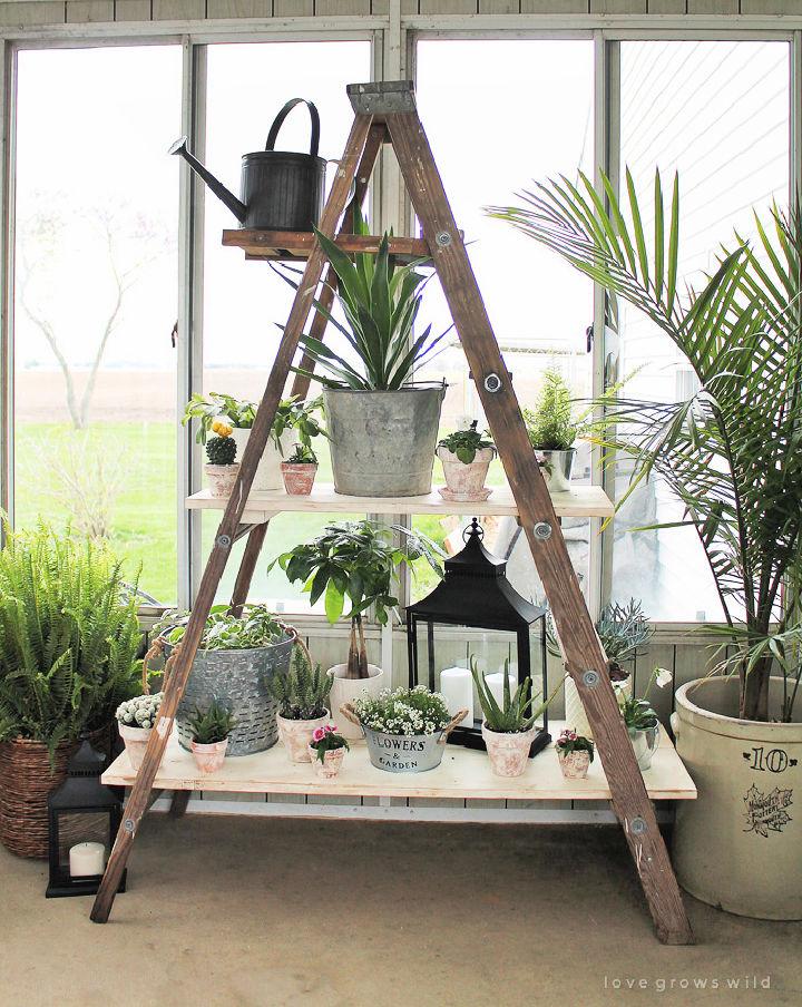 Turn an Old Antique Ladder Shelving