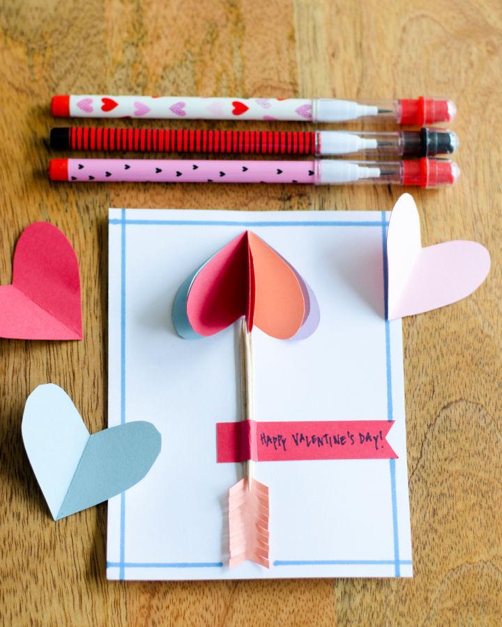 Valentine Card Using Folded Paper Hearts