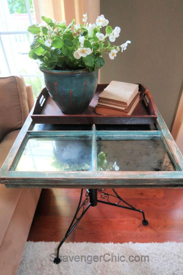 Vintage Mirror Window Side Table