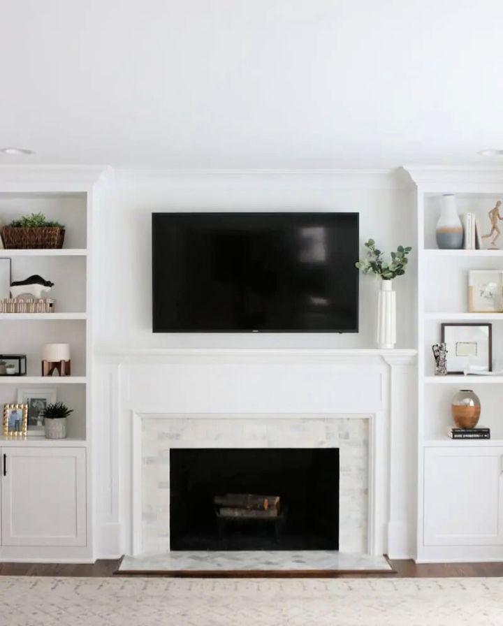 White Marble Tile Fireplace