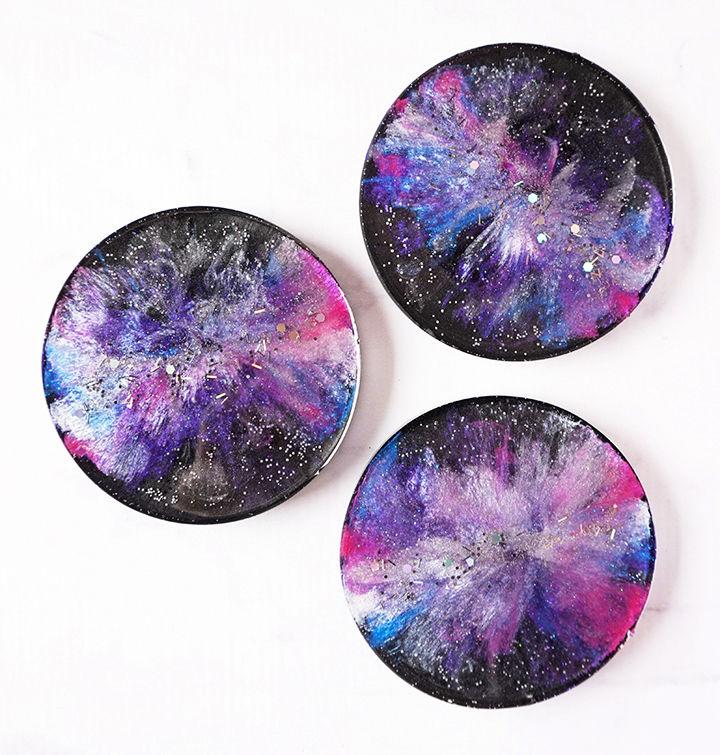 Colorful Resin Galaxy Coasters