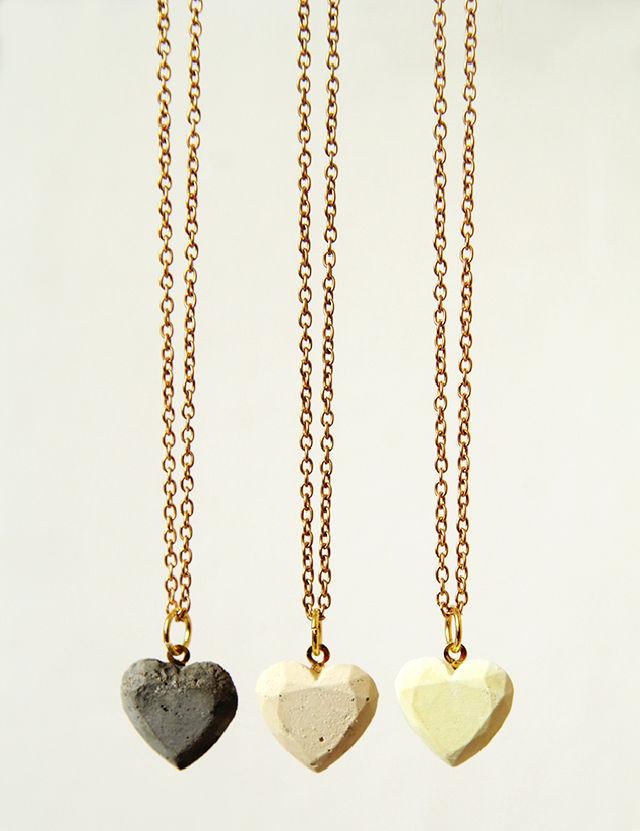 Concrete Love Hearts Necklace Gift for Girlfriend