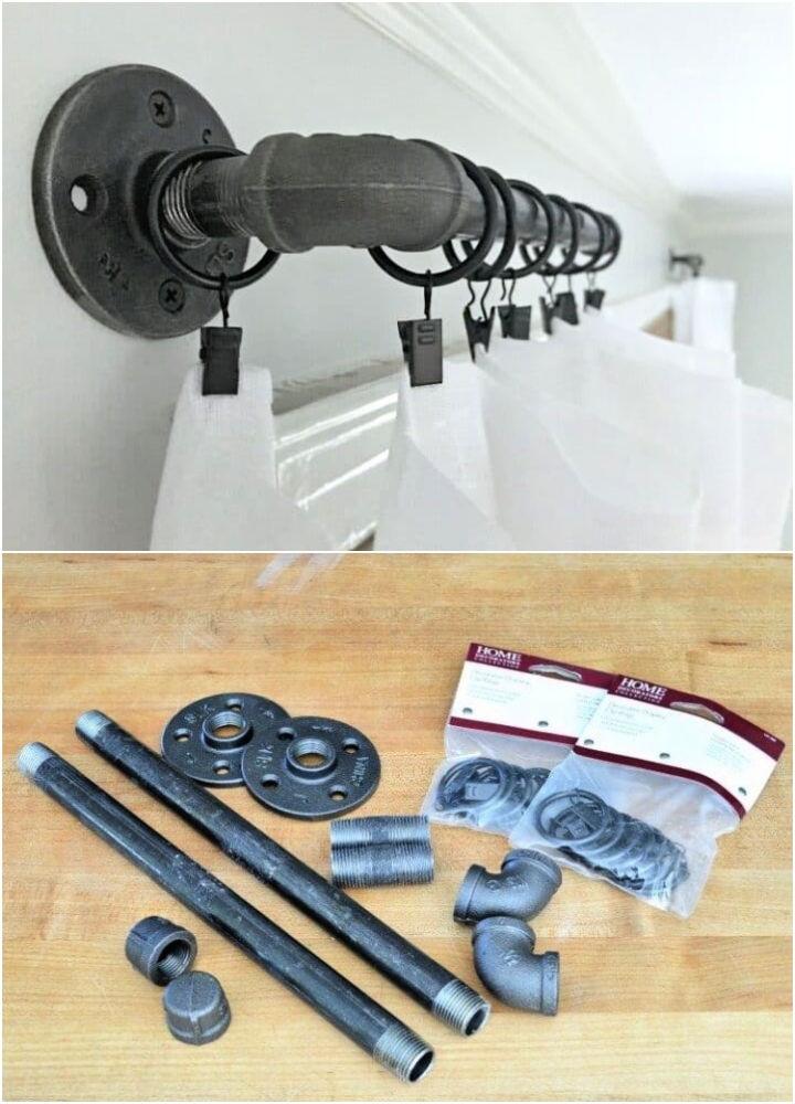 DIY Curtain Rods with Black Pipe