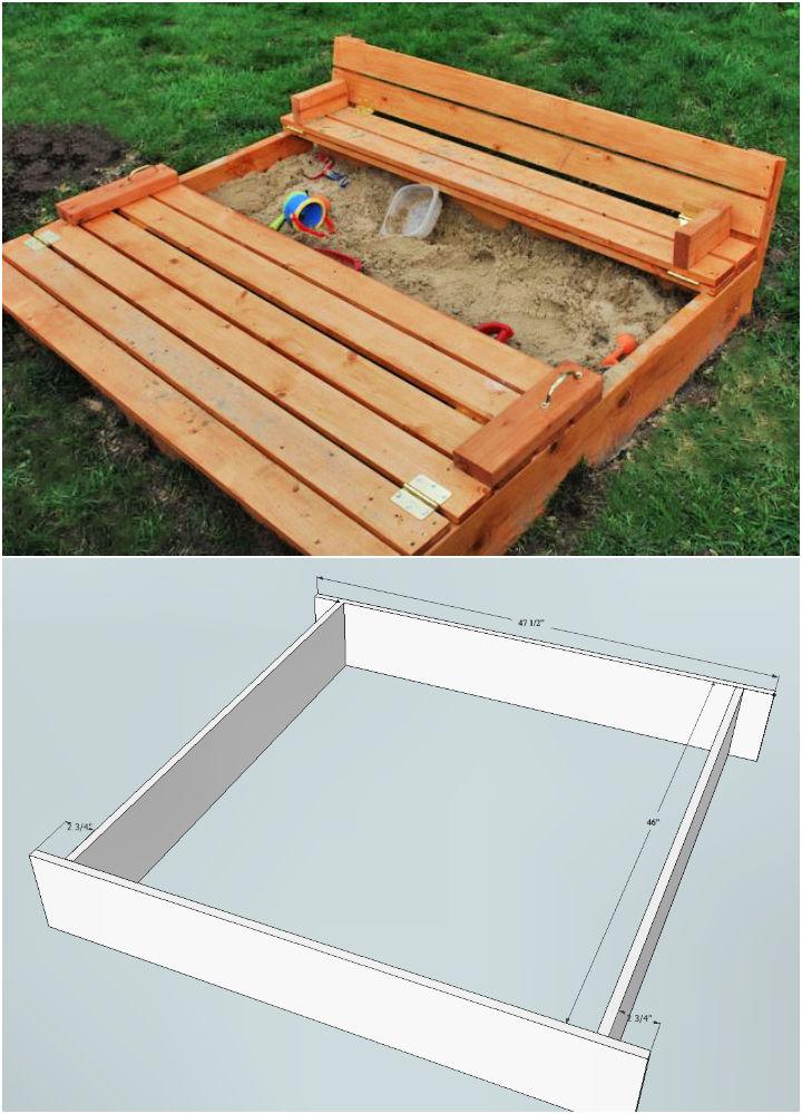 DIY Sand Box with Built In Seats