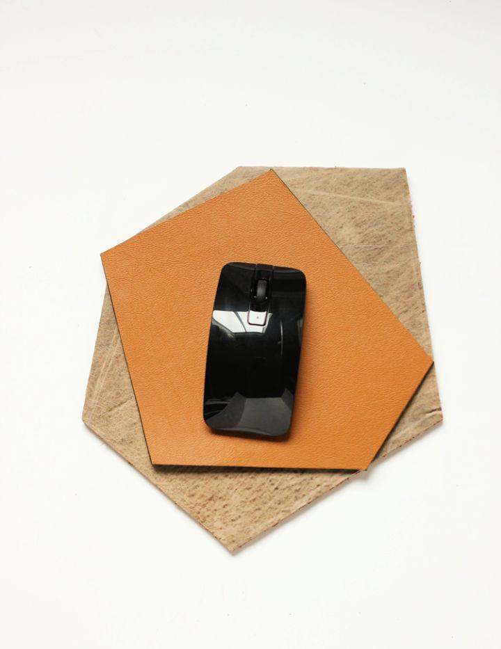 Geometric Leather Mouse Pad