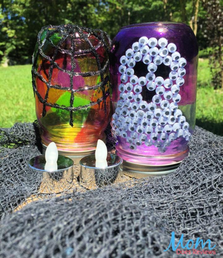 Halloween Stained Glass Mason Jars