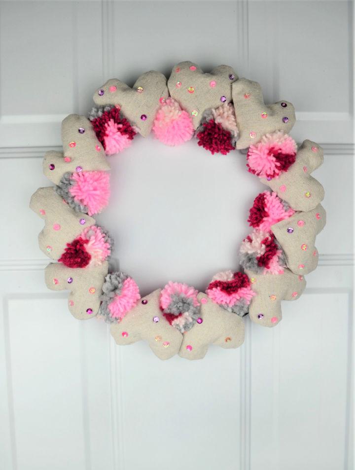 Heart and Pompom Wreath for Coworkers