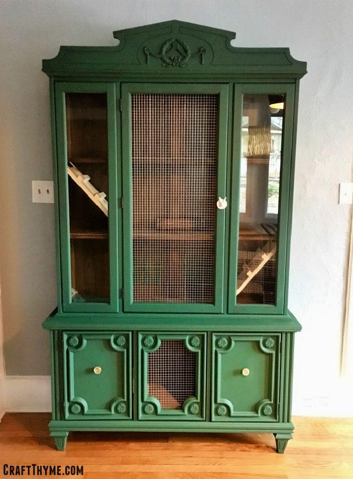 Indoor Rabbit Hutch From a China Cabinet