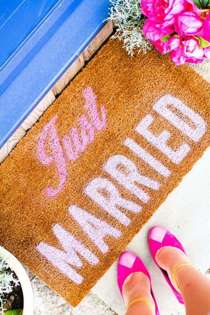 Just Married Door Mat for Newlyweds