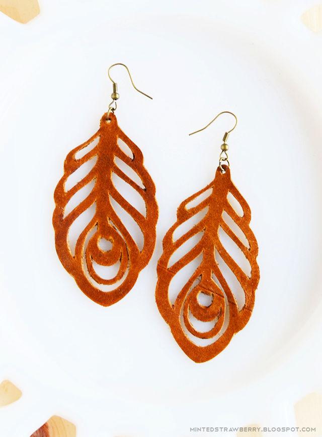Leather Feather Earrings for Friend
