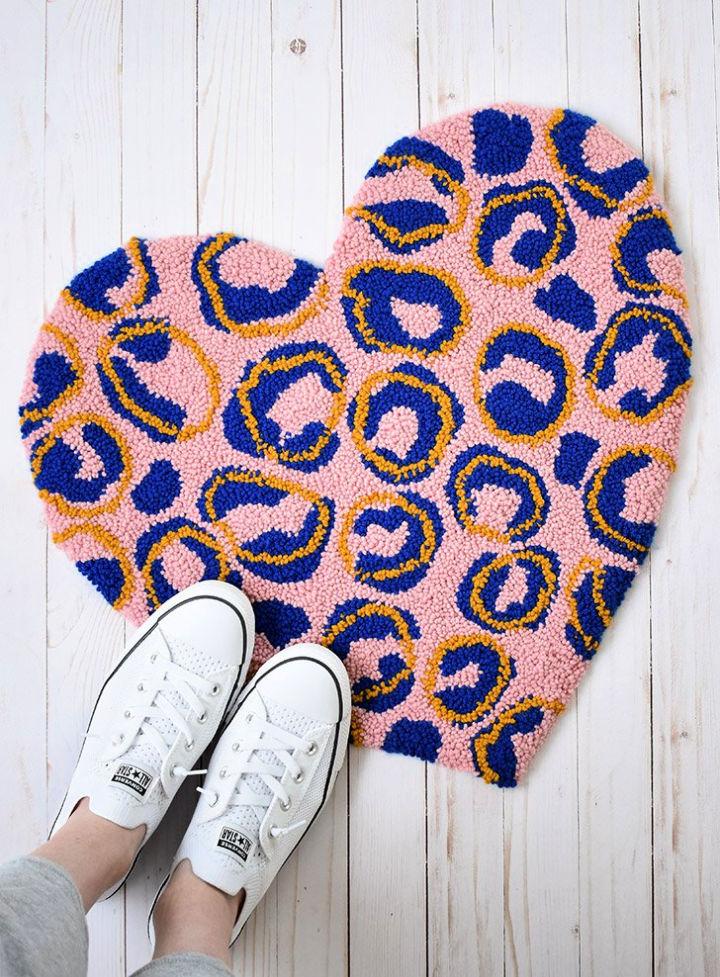 Leopard Heart Punch Needle Rug