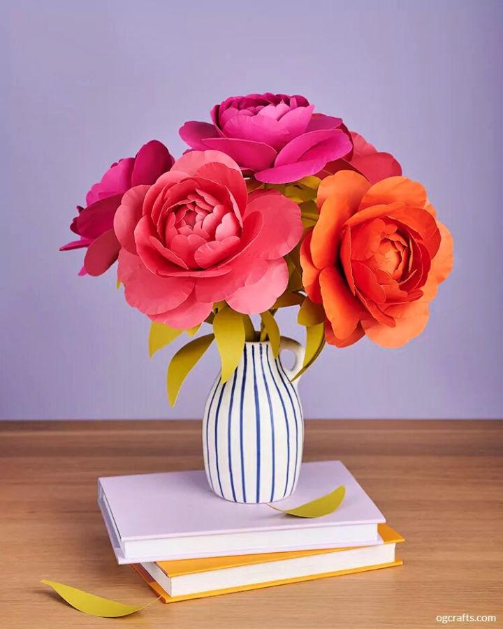 Paper Peony Flowers Vase