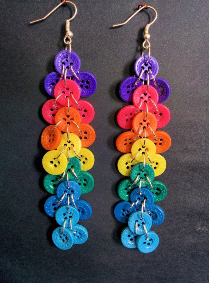 Rainbow Button Cluster Earrings