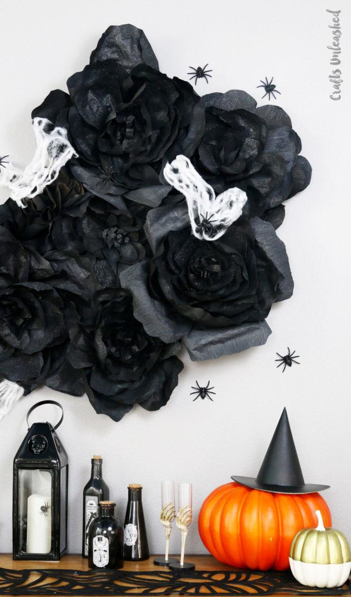 Spooky Black Glitter Wall Flowers