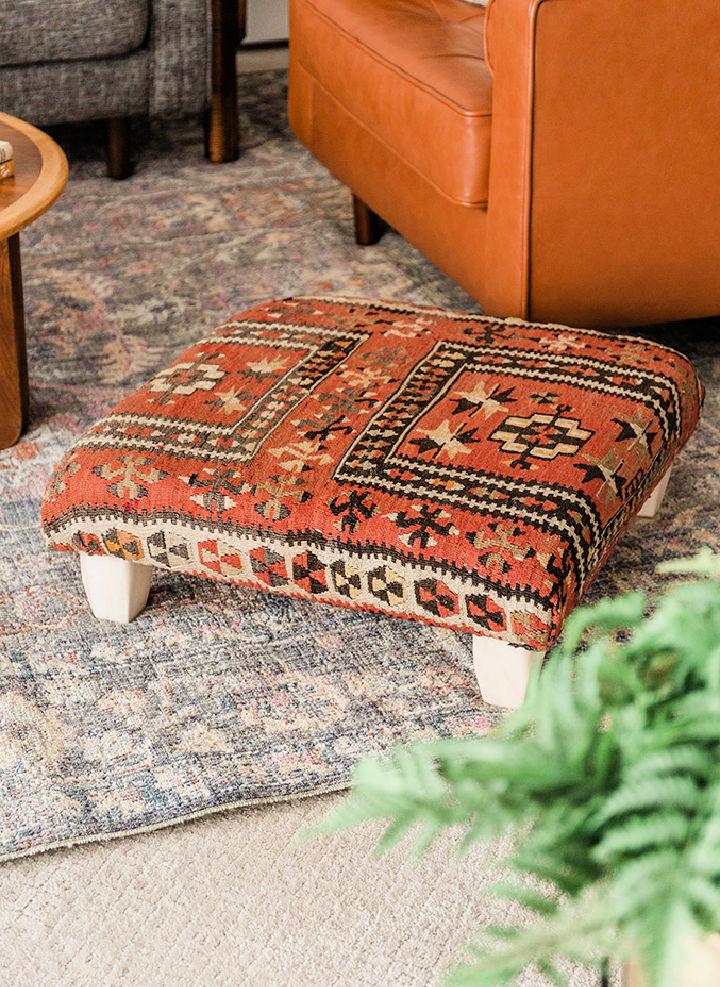 Unique DIY Vintage Upholstered Ottoman
