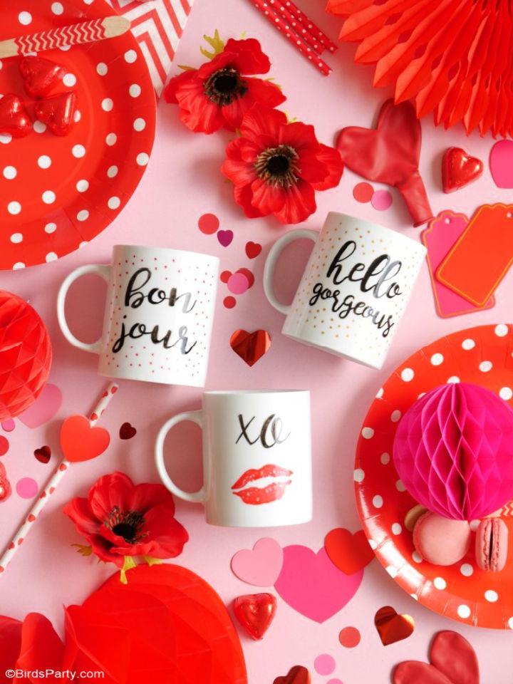 Valentines Day Calligraphy Mugs Gift for Friends