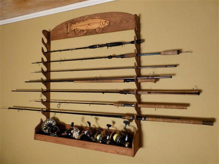 Wall Mounted Fishing Rod Storage Rack