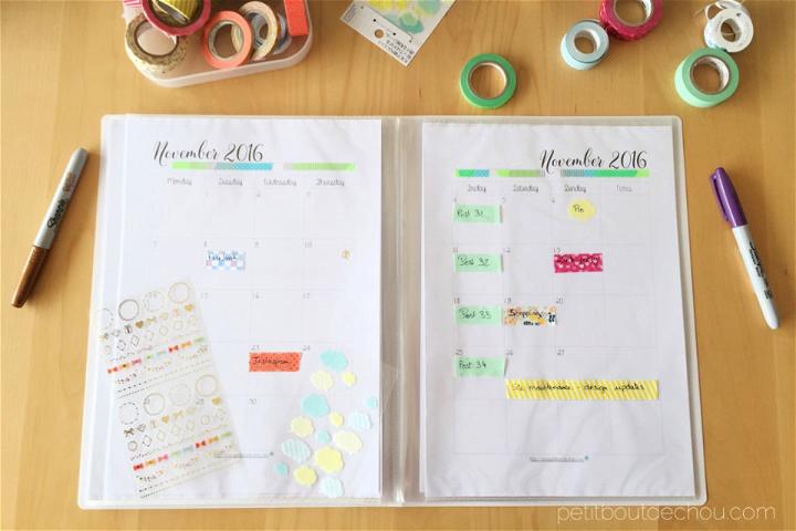 Washi Tape Monthly Planner