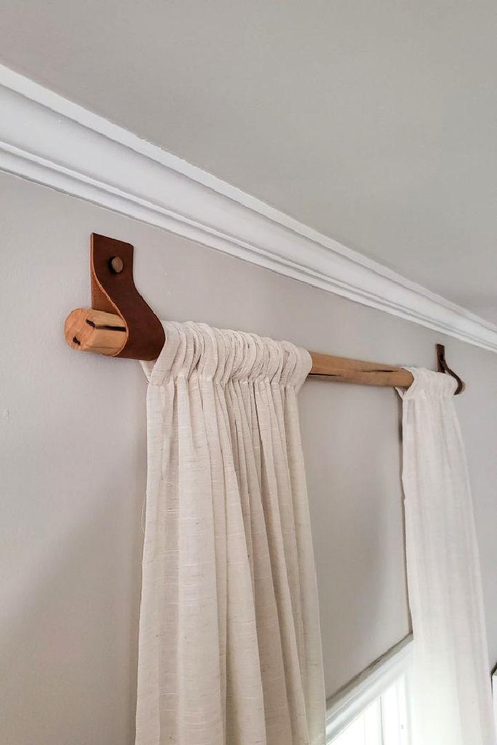 Wood Curtain Rods with Leather Straps