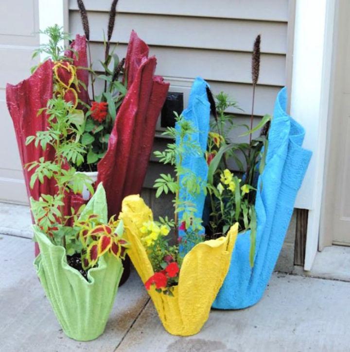 Cement Planter Using Old Towel or Cloth