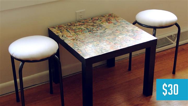 Comic Book Kids Table with Custom Stools