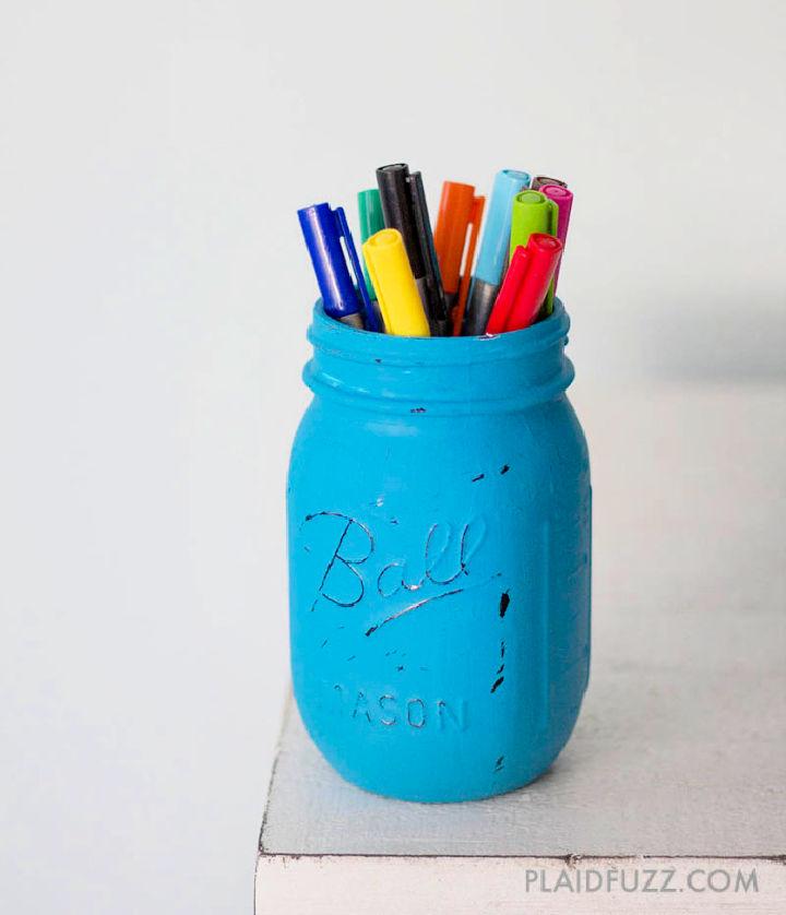 Cool DIY Mason Jar Pencil Holder